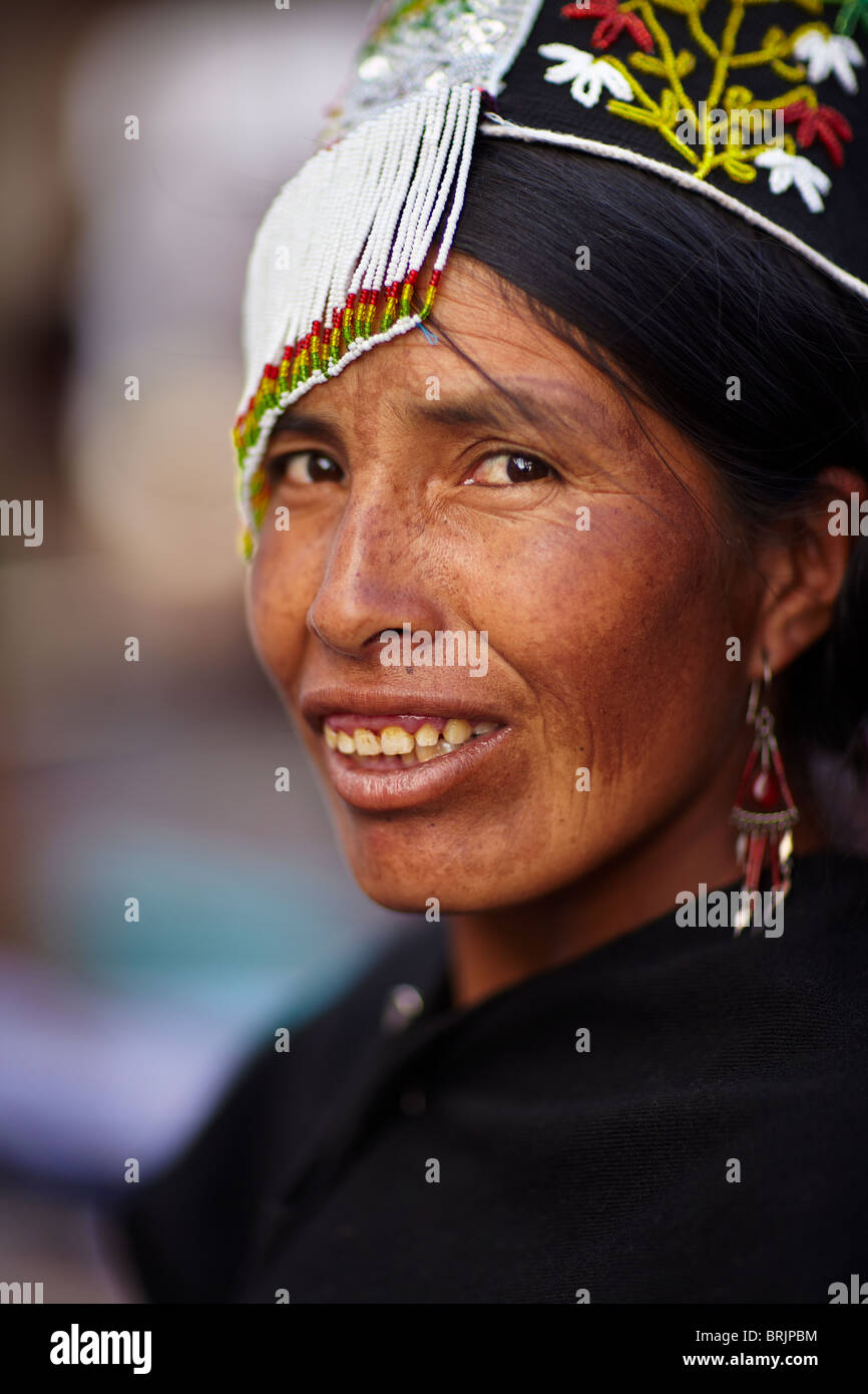 a woman at a weaving school in Sucre, Bolivia Stock Photo