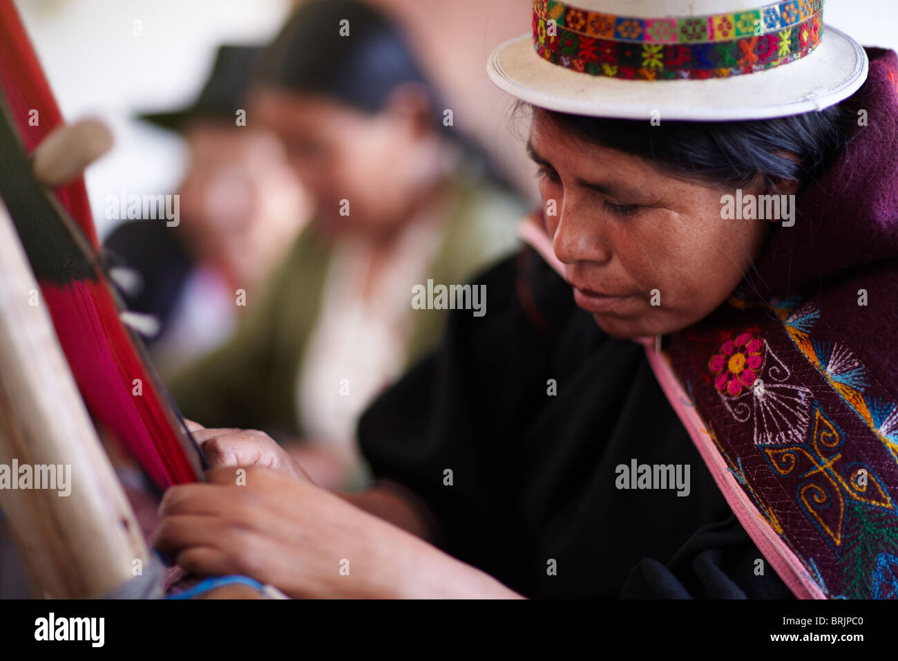 a woman at a weaving school in Sucre, Bolivia Stock Photo
