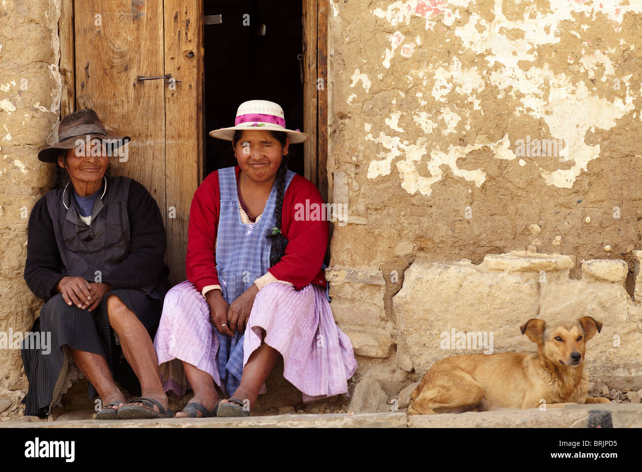 locals in the market at Tarabuco, Bolivia Stock Photo