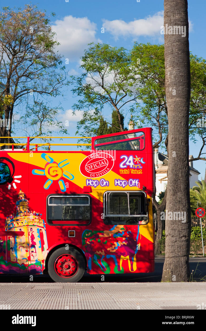 Hop on, hop off tour bus in seville spain Stock Photo