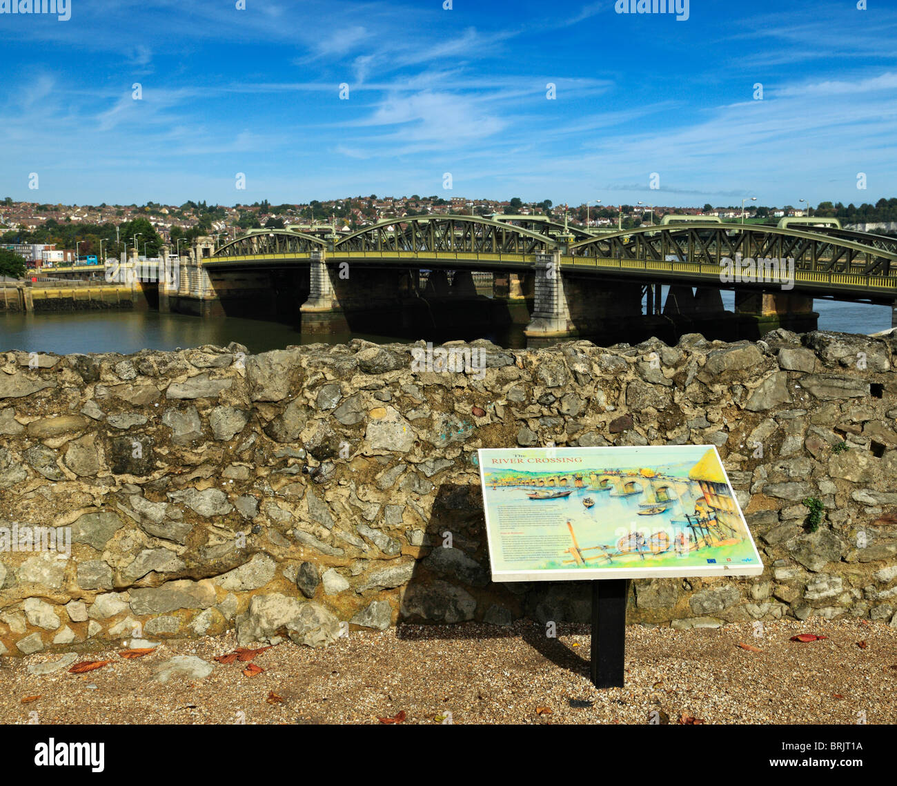 Bridge crossing the river Medway at Rochester, with Strood in the background. Stock Photo