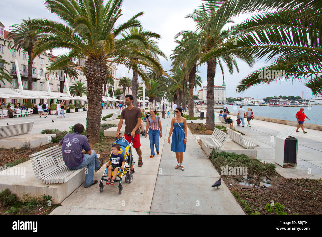Promenade next to the harbor in Split Croatia Stock Photo