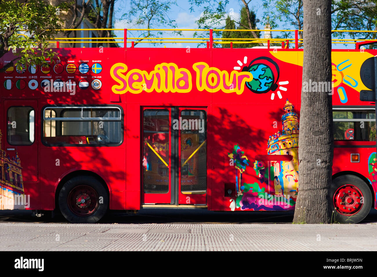tour bus in sevilla, spain Stock Photo Alamy