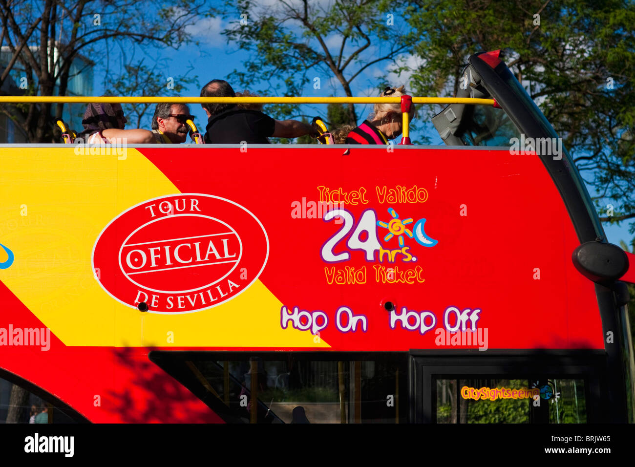 tour bus in sevilla, spain Stock Photo Alamy
