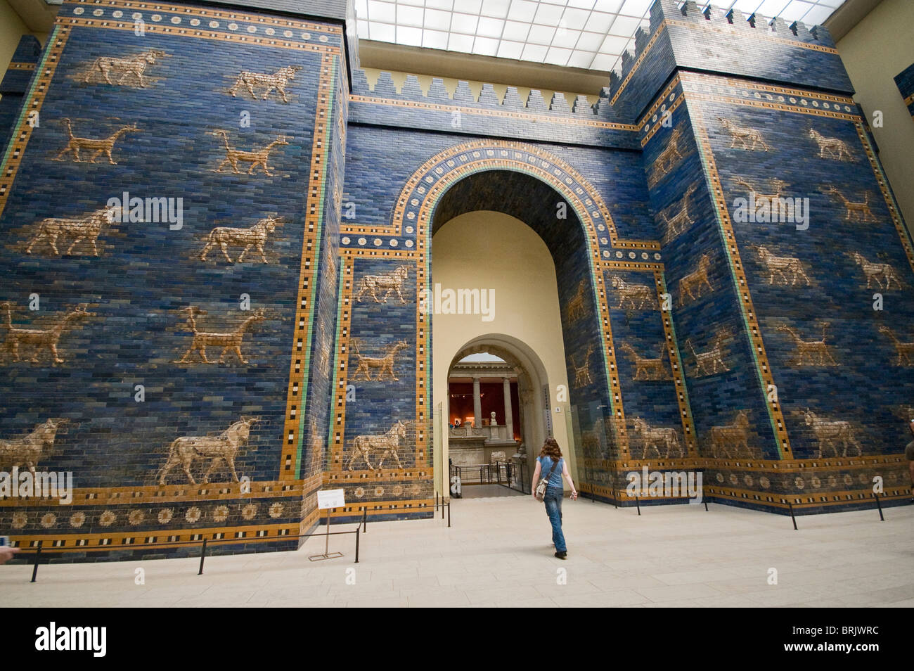 Babylonian gate of Ishtar, reconstructed in Pergamon Museum. Berlin, Germany Stock Photo