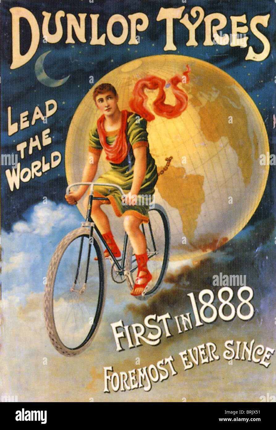 DUNLOP  TYRES  poster about 1900 Stock Photo