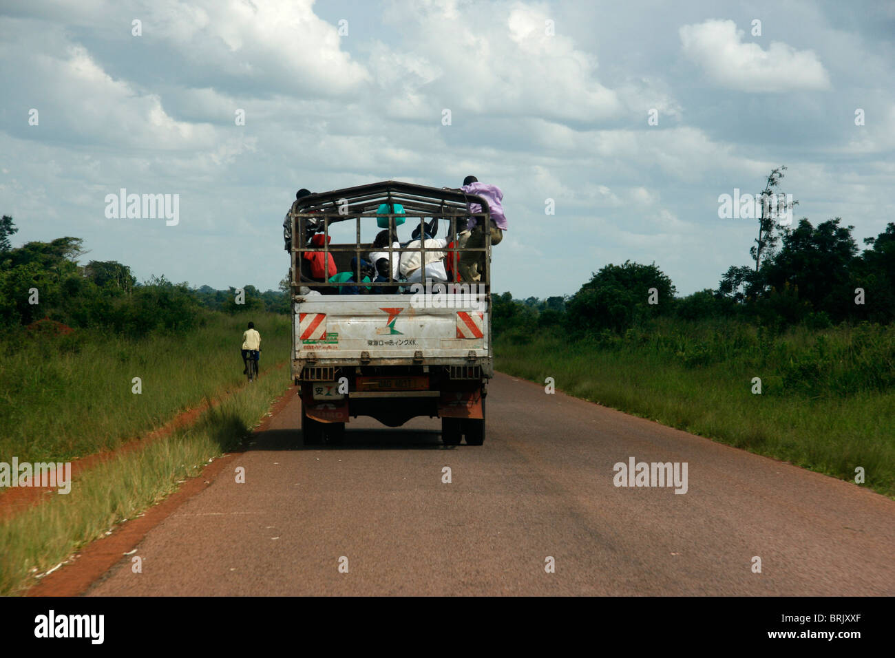 A truck in a remote area on the Kampala - Gulu road, Uganda Stock Photo