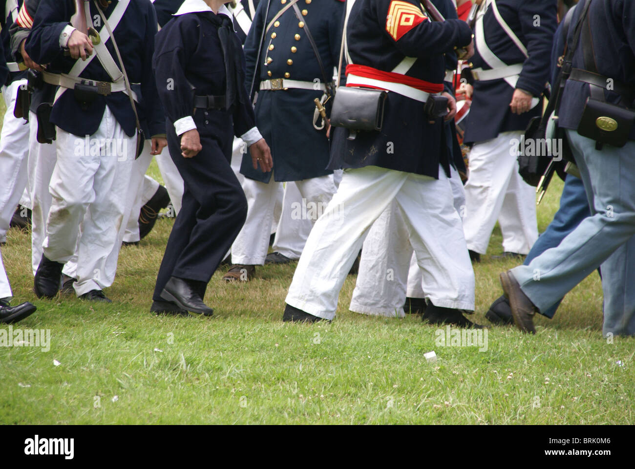 Detail, Union troops marching, Civil War Battle Re-enactment, Port Gamble, WA Stock Photo