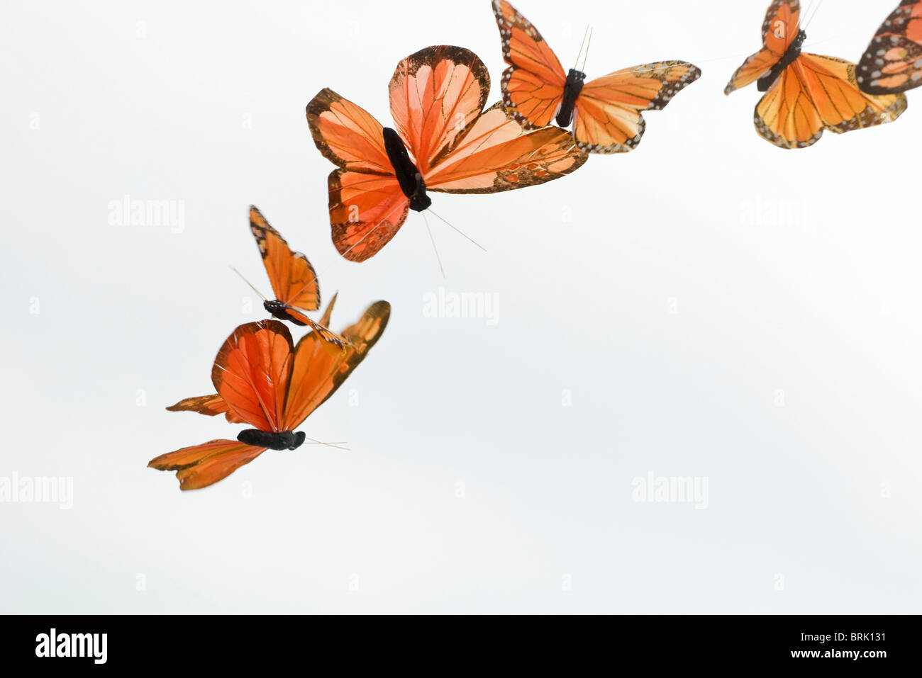 Artificial butterflies flying Stock Photo