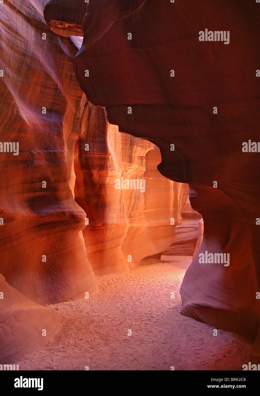 famous Antelope Canyon in Page Arizona with smooth orange walls Stock Photo