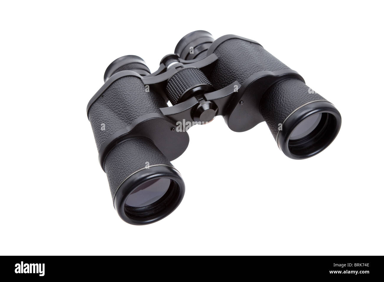 Black Binoculars with white background Stock Photo