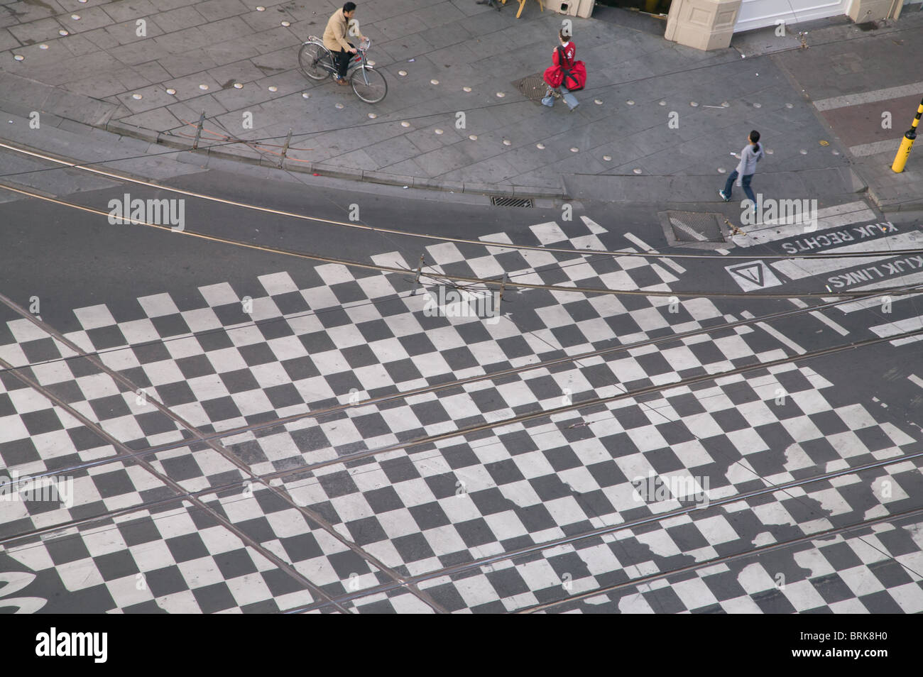 Street intersection and zebra crossing at Koningin Astridplein, Antwerp, Belgium Stock Photo
