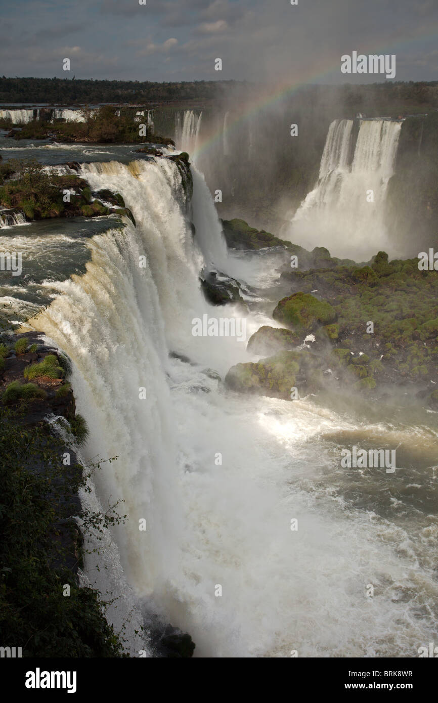 Brazil: Iguassu Falls and Rainbow Stock Photo
