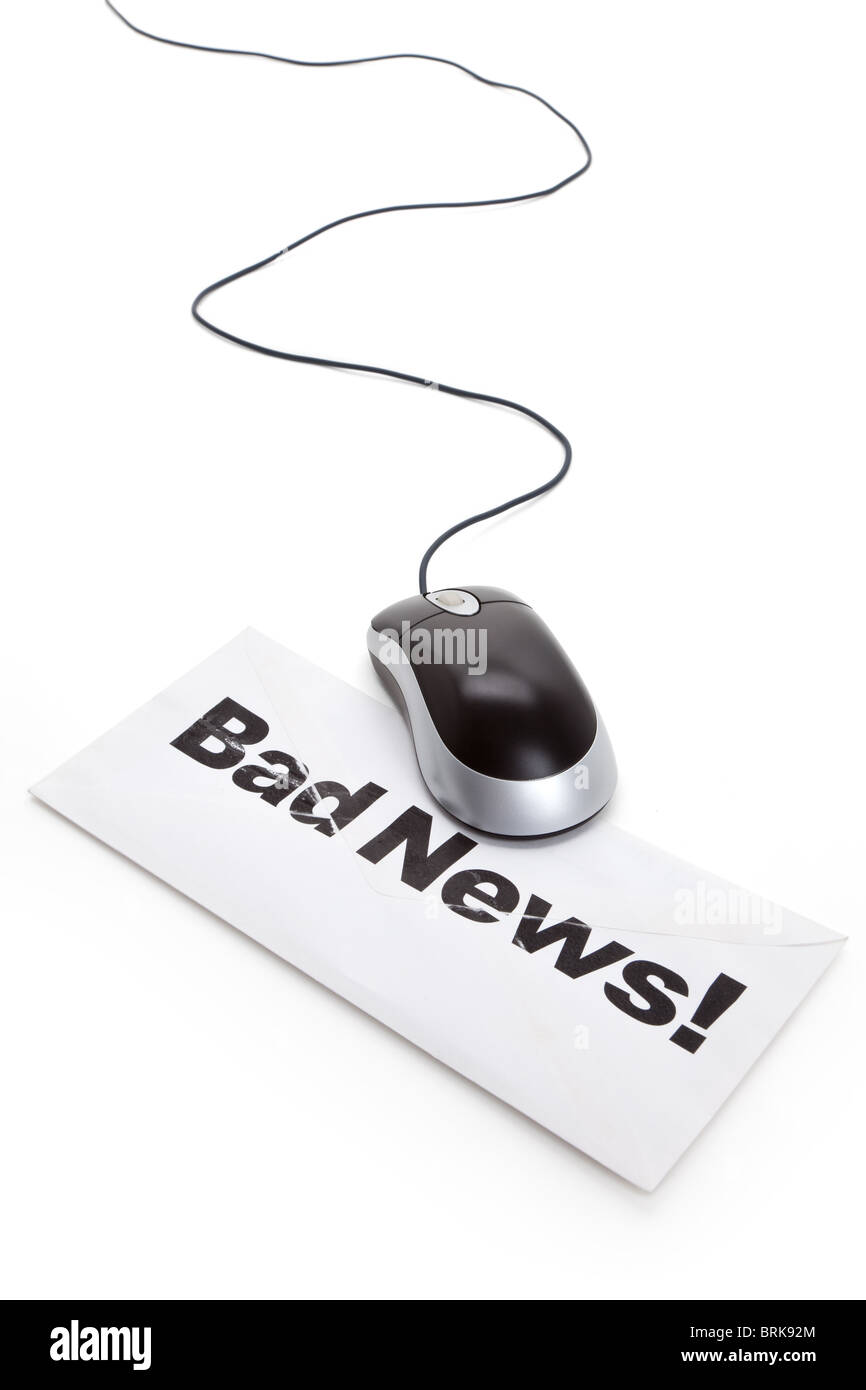 Bad News and computer mouse, concept of email Stock Photo
