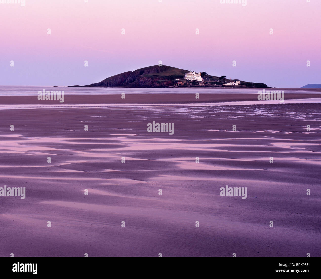 Burgh Island from Bantham Beach, Devon at dawn Stock Photo
