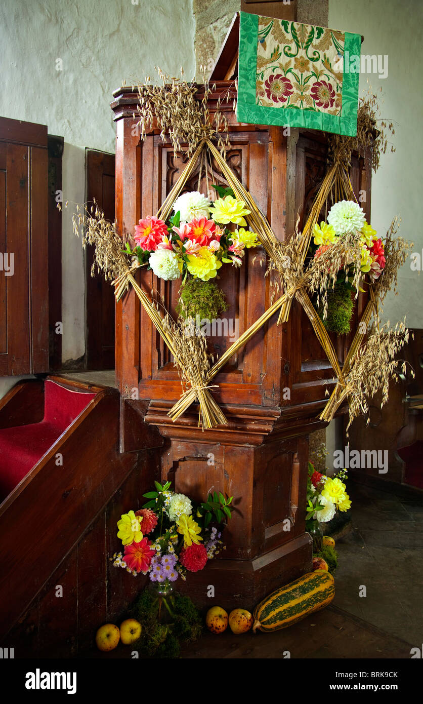 Harvest Festival Display at Thrushelton Church Devon England UK Stock Photo