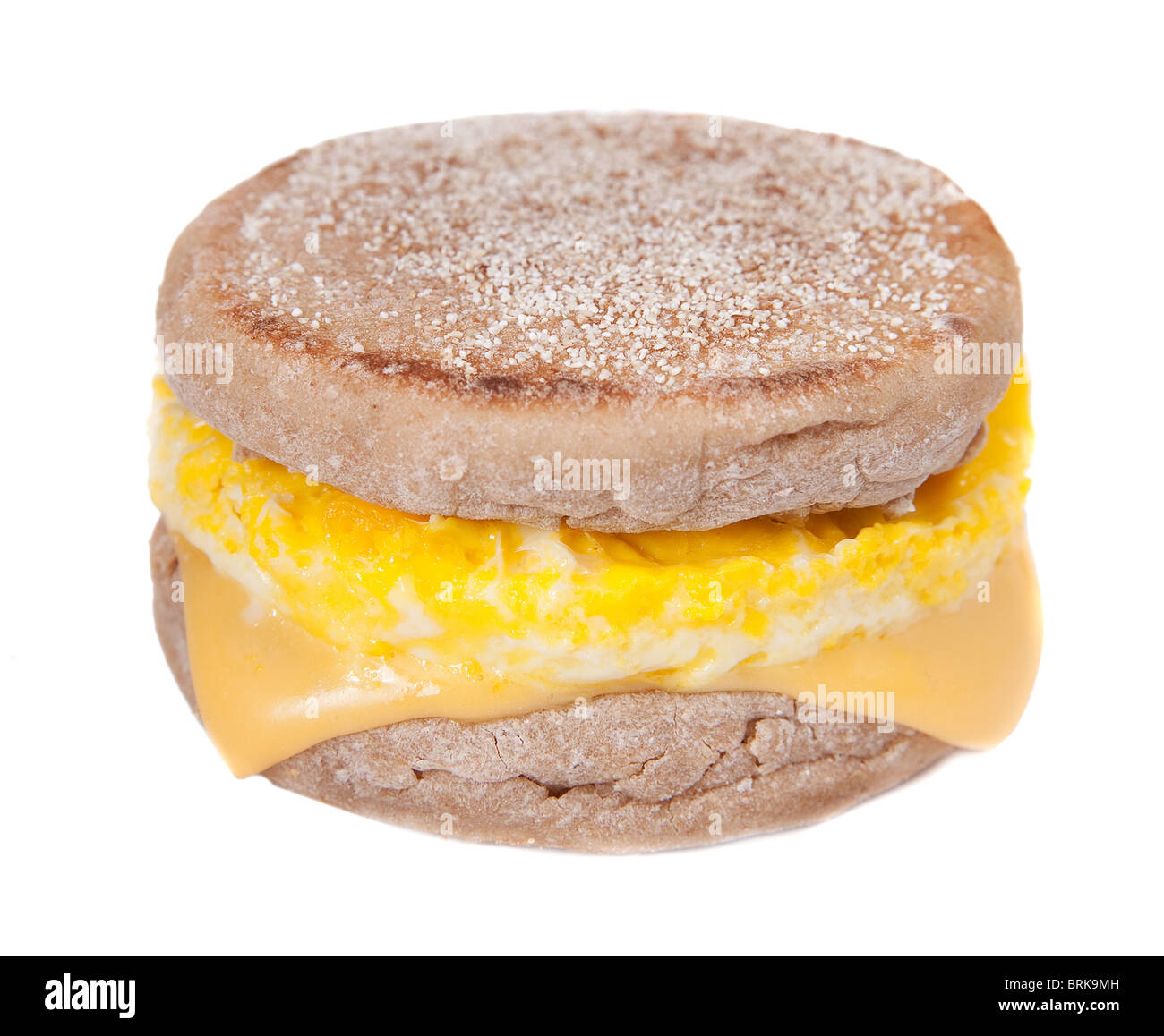 one full size egg muffin with melted cheese on an English muffin Stock Photo