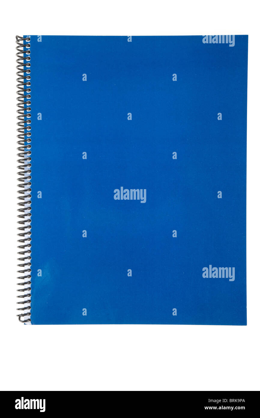 Blue school textbook, notebook or manual with white background Stock Photo