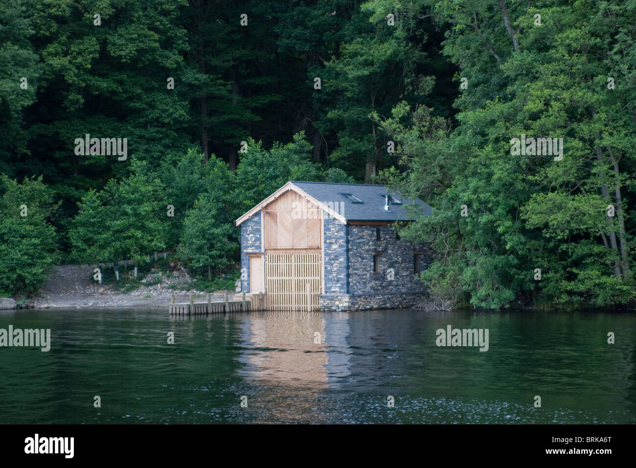 A boathouse on the shore of Lake Windermere, in the Lake District