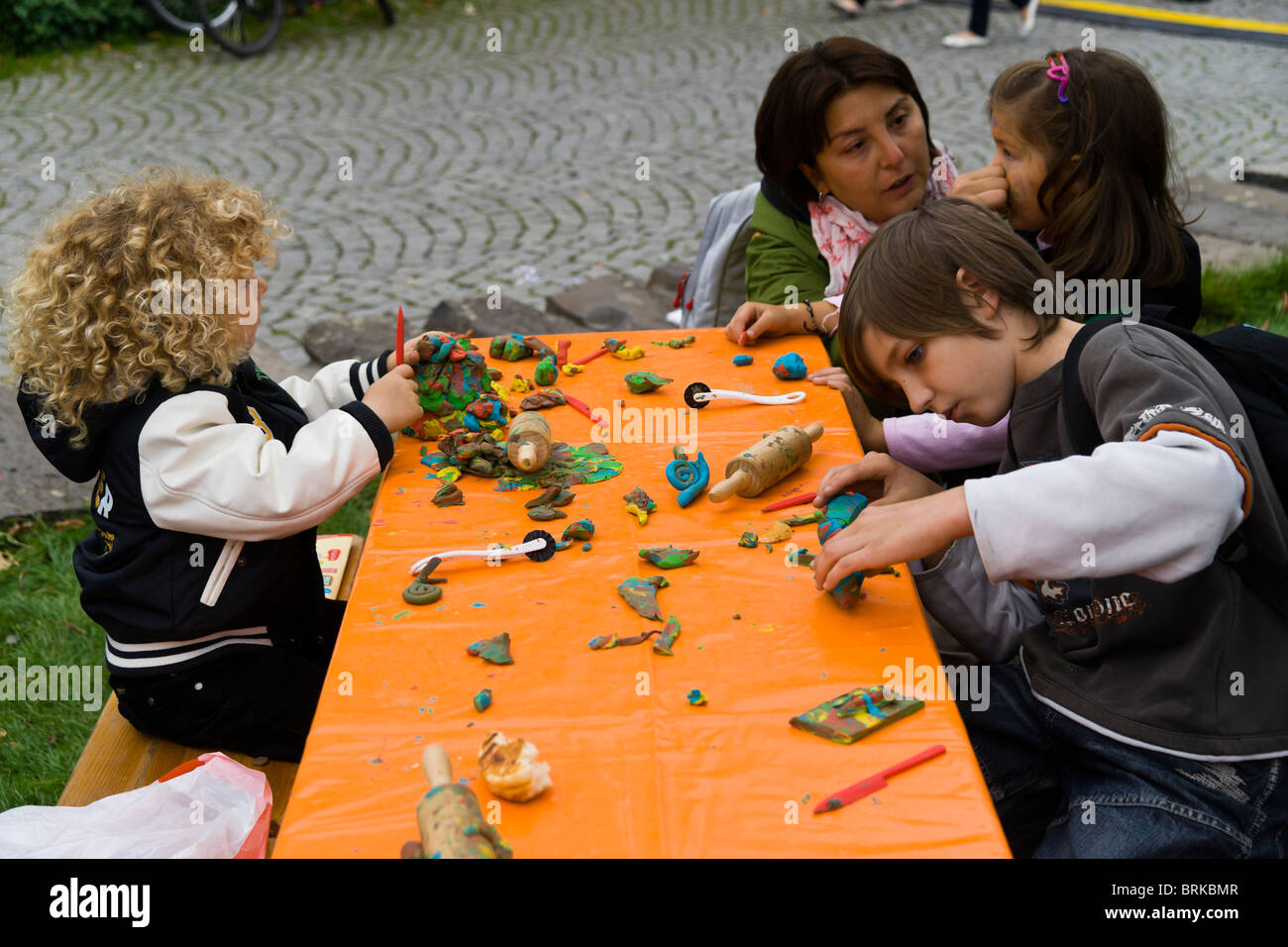 Cologne - world Children's Day kids' weekend festival held in the city September 18-19 2010 - plasticina modelling Stock Photo
