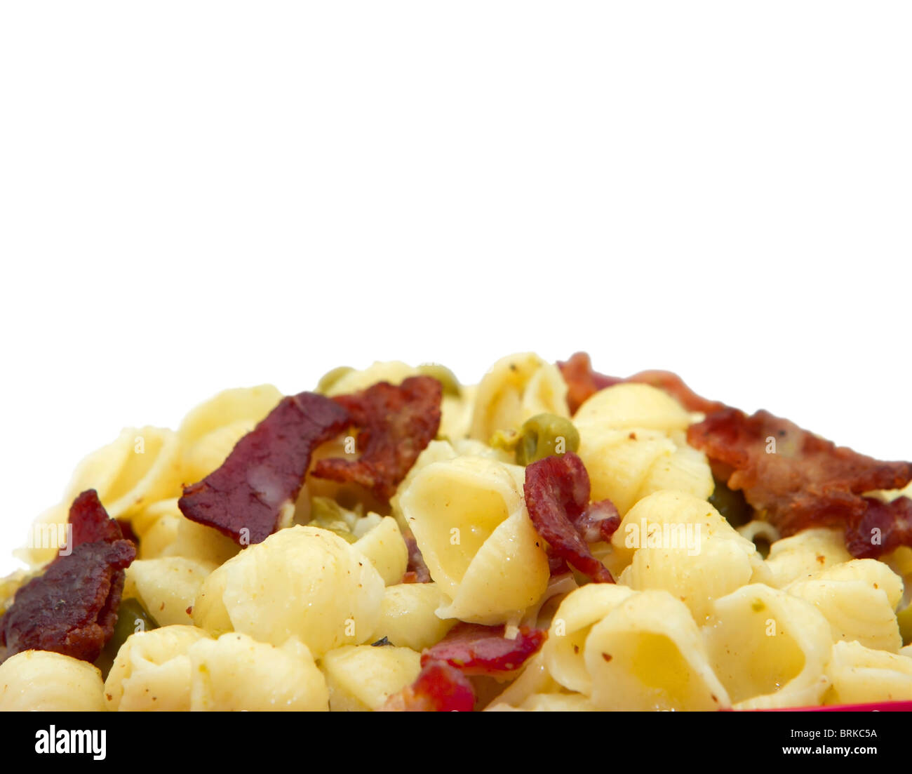 bacon pea pasta closeup recipe Stock Photo Alamy