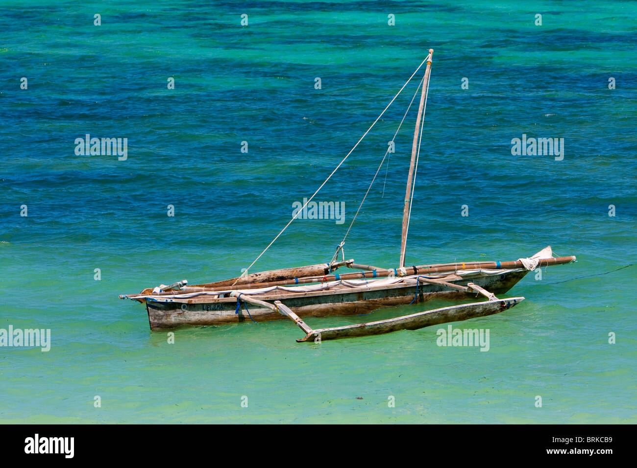Jambiani, Zanzibar, Tanzania. Outrigger Canoe (Ngalawa). Indian Ocean