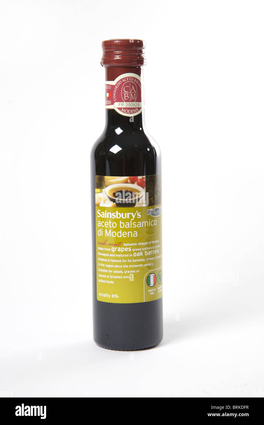 A bottle of Sainbury's brand Modena balsamic vinegar Stock Photo