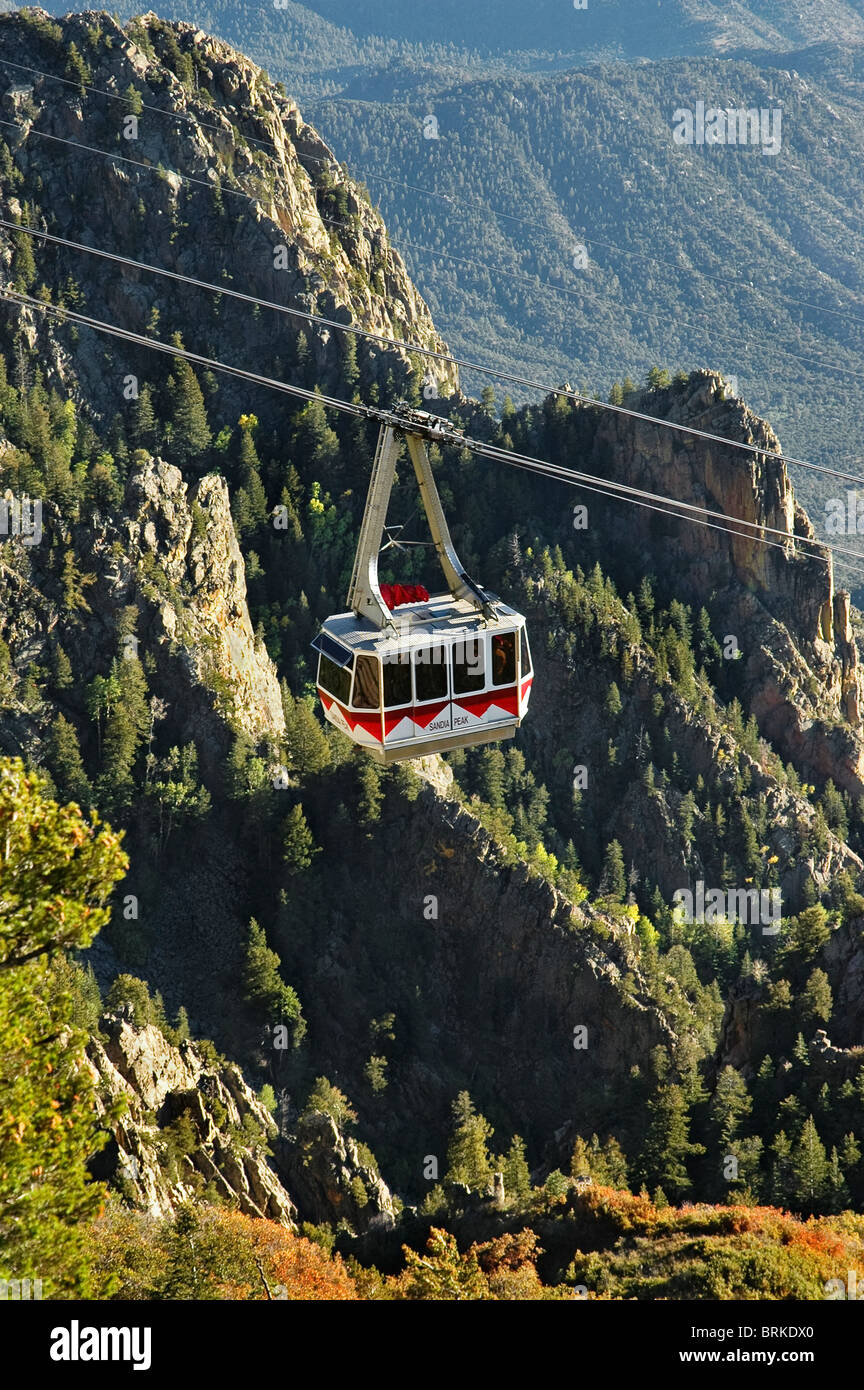 Sandia Peak Tramway makes its way up to the top, Albuquerque New Mexico Stock Photo