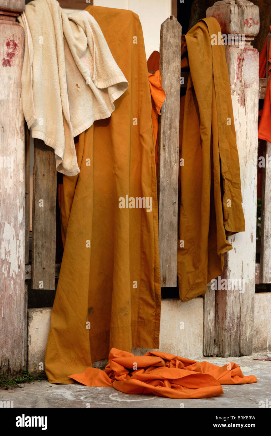 A fence surrounding a monk's living quarters at a Buddhist temple is a