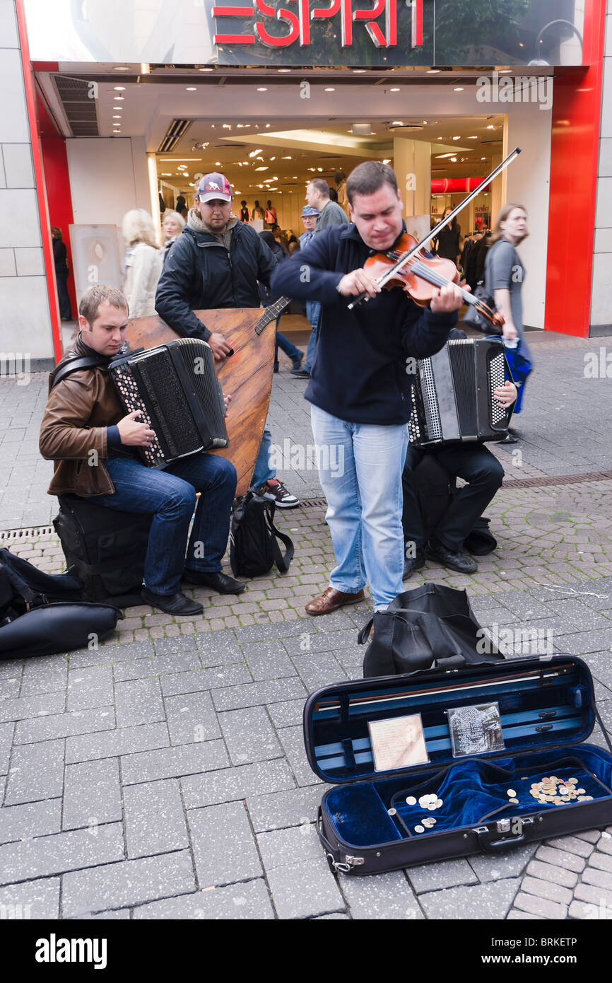 Cologne buskers - Russian classical quartet with bass balalaika, violin and two accordions Stock Photo