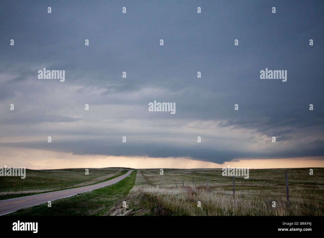 A supercellular thunderstorm in rural Wyoming, May 21, 2010. Stock Photo