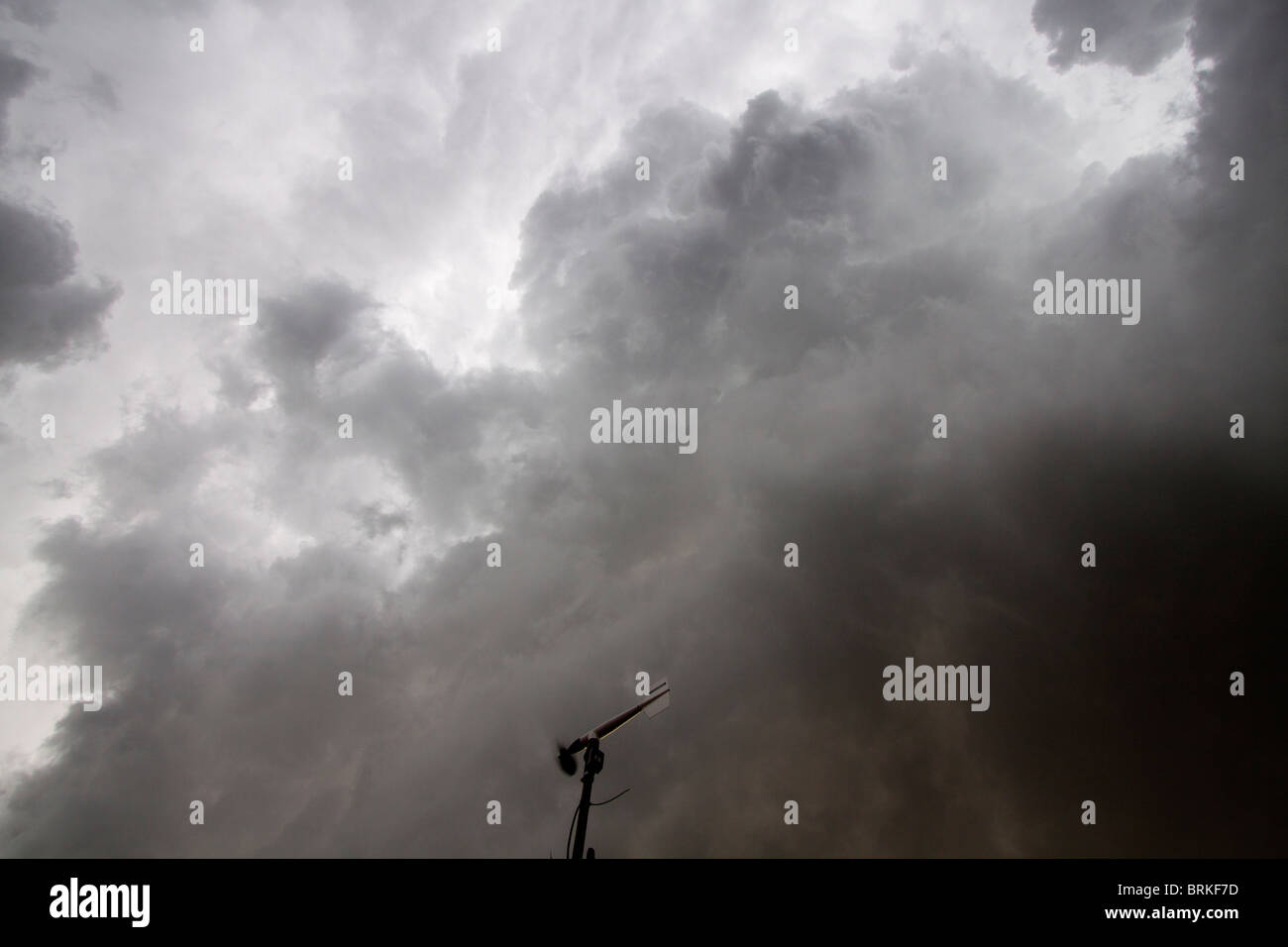 A Young Anemometer mounted atop a storm chasing vehicle in rural
