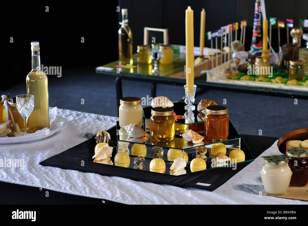 Displays at a honey show Stock Photo