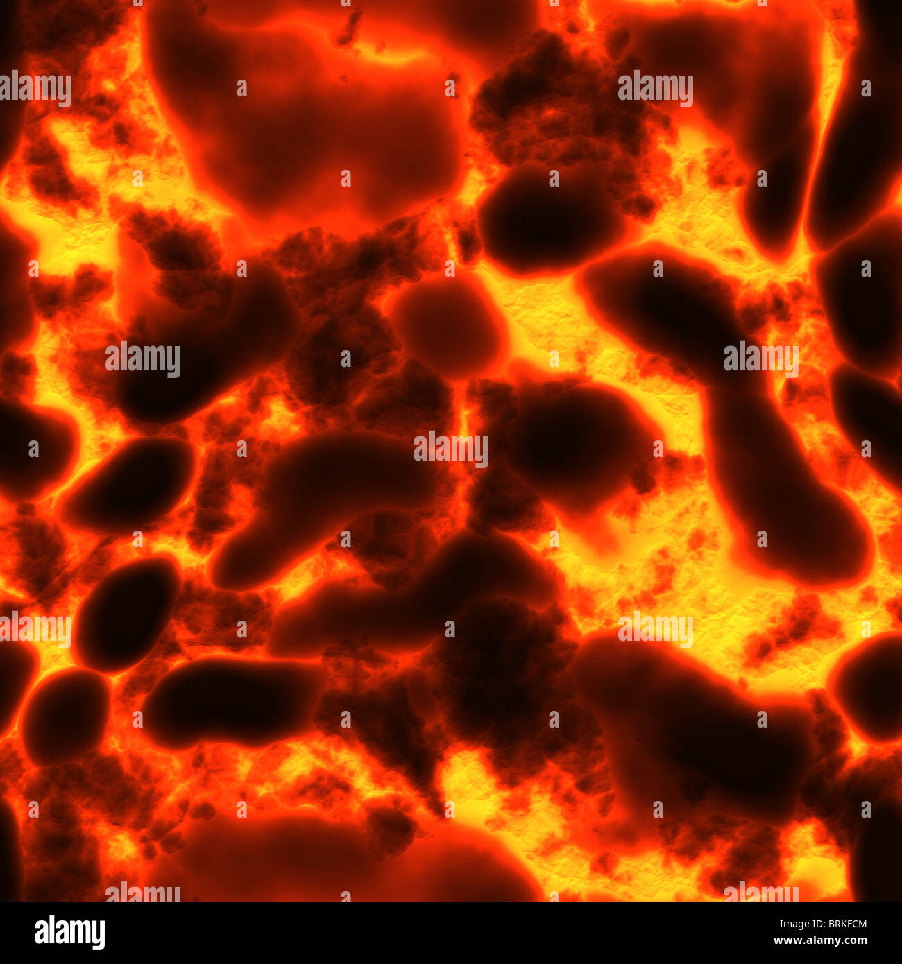 background of fire or lava with black spots and red and orange hot lava. tiles seamlessly Stock Photo