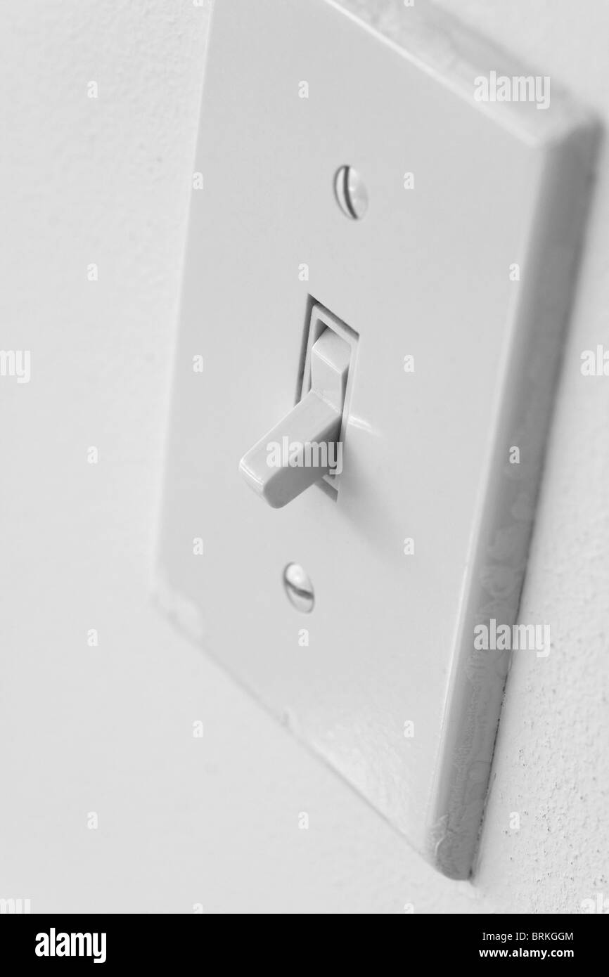 Light Switch close up shot, Environmental Conservation Stock Photo