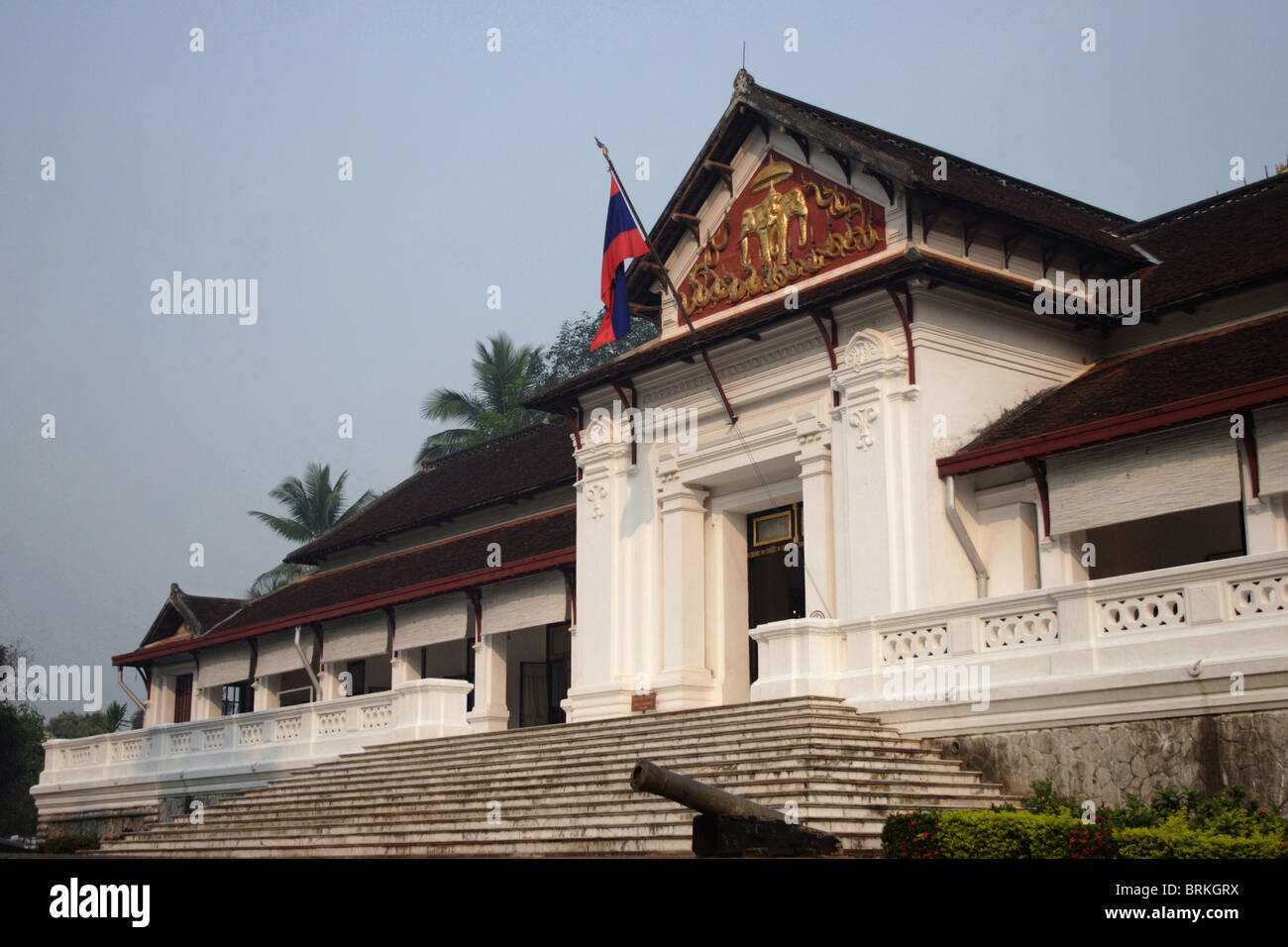 The Royal Palace Museum in Luang Prabang, Laos, awaits throngs of tourists who visit the Communist building each day. Stock Photo