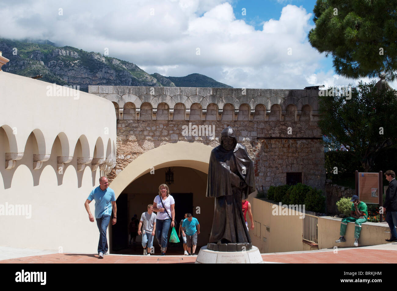 Tourists at the Grimaldi Palace in Monaco Stock Photo