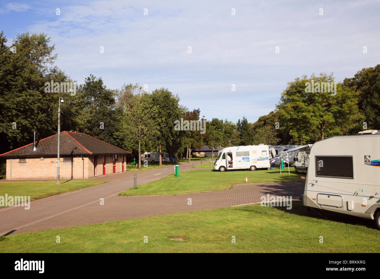 Cardiff (Caerdydd), Glamorgan, South Wales, UK. Touring Caravan Park owned by the city Council Stock Photo