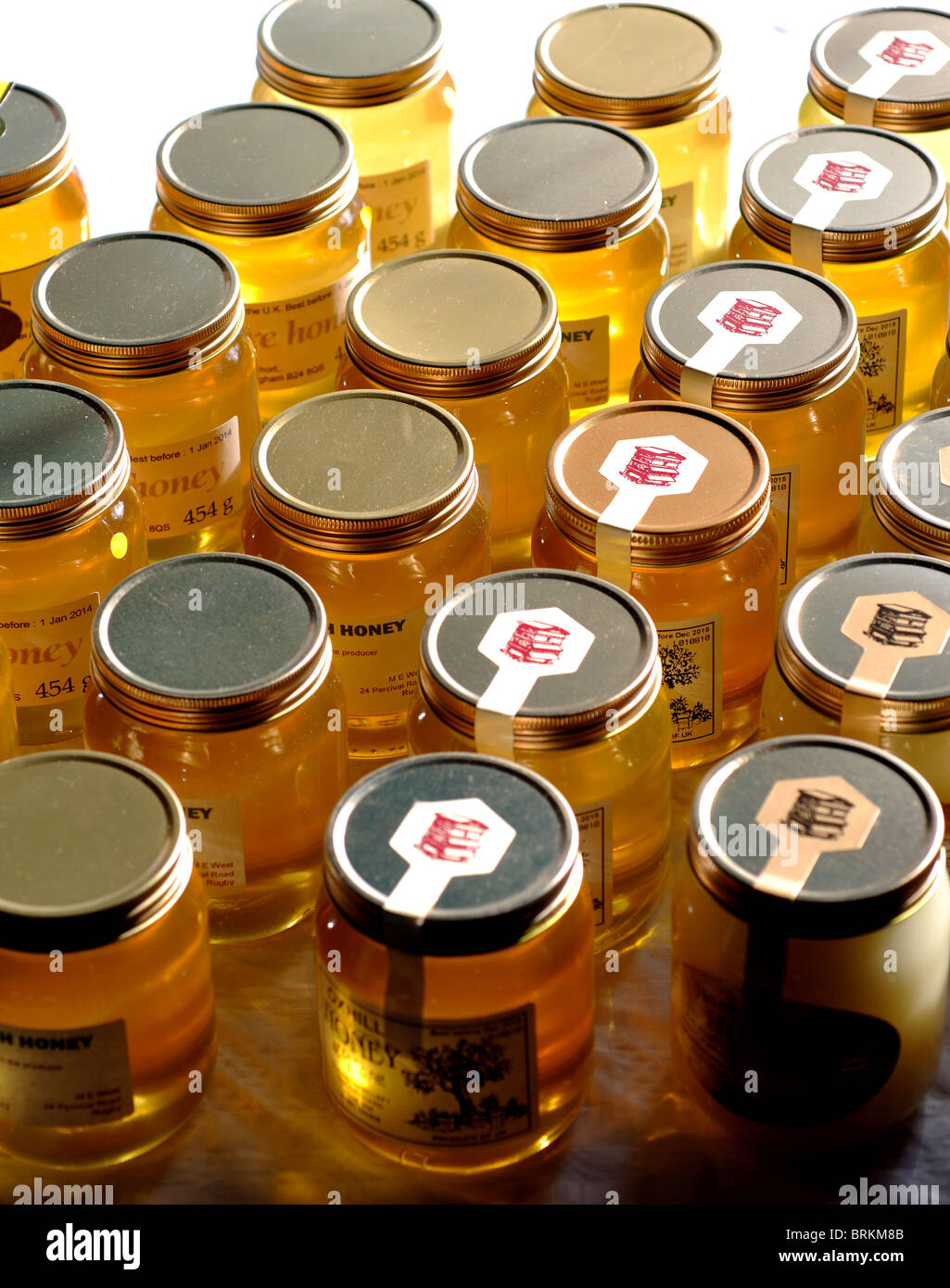 Jars of honey Stock Photo
