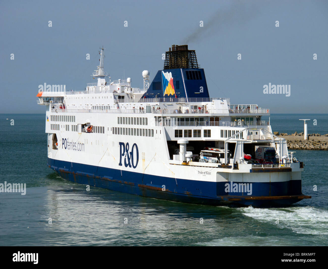 The P&O passenger and car ferry The Pride of Kent leaving Calais port