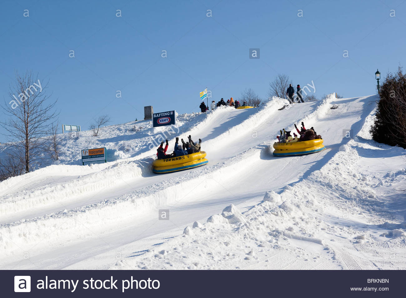 Groups tubing on the Plains of Abraham in Quebec City during Carnival Stock Photo Alamy