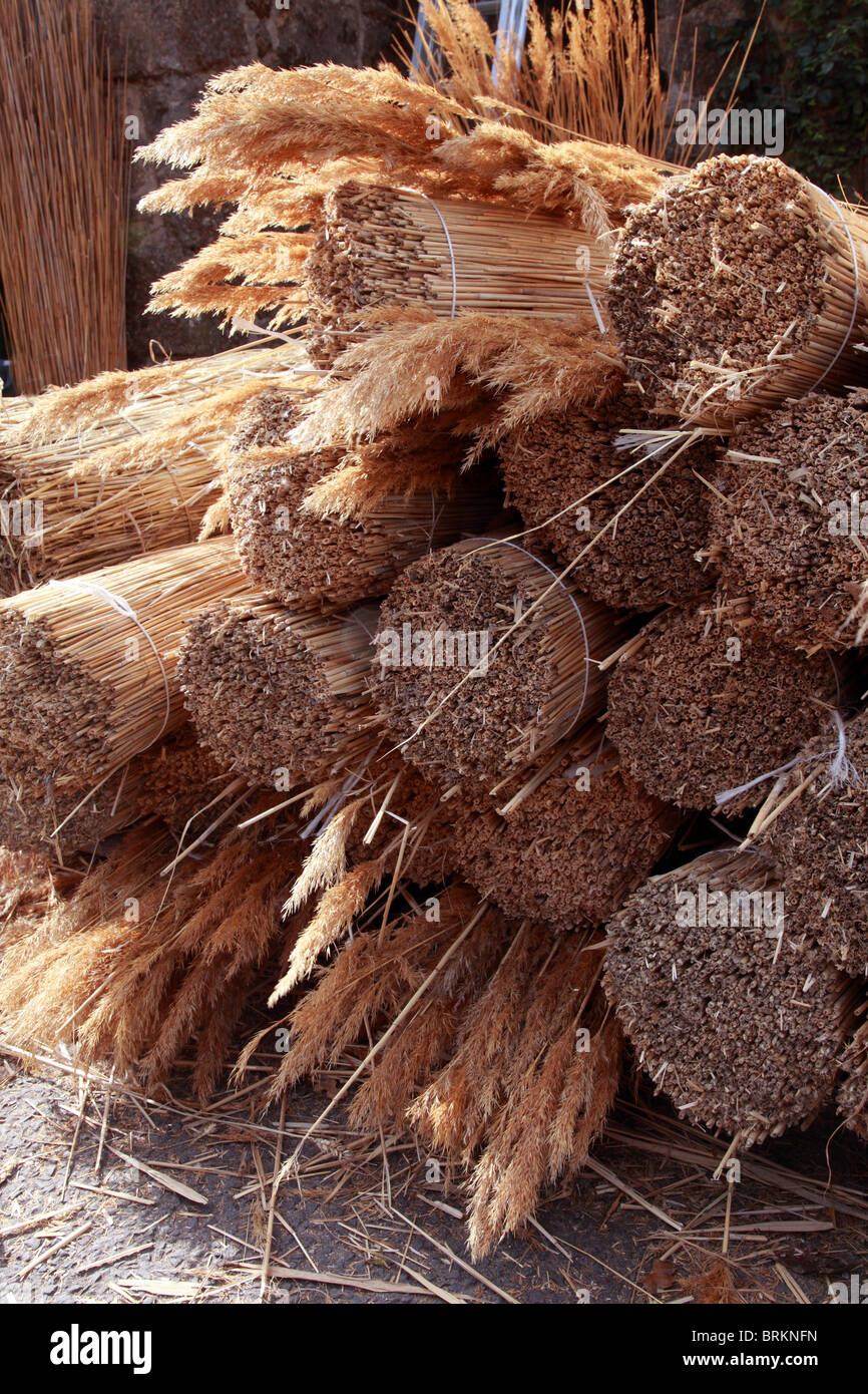 Thatching a roof, Dartmoor, Devon Stock Photo