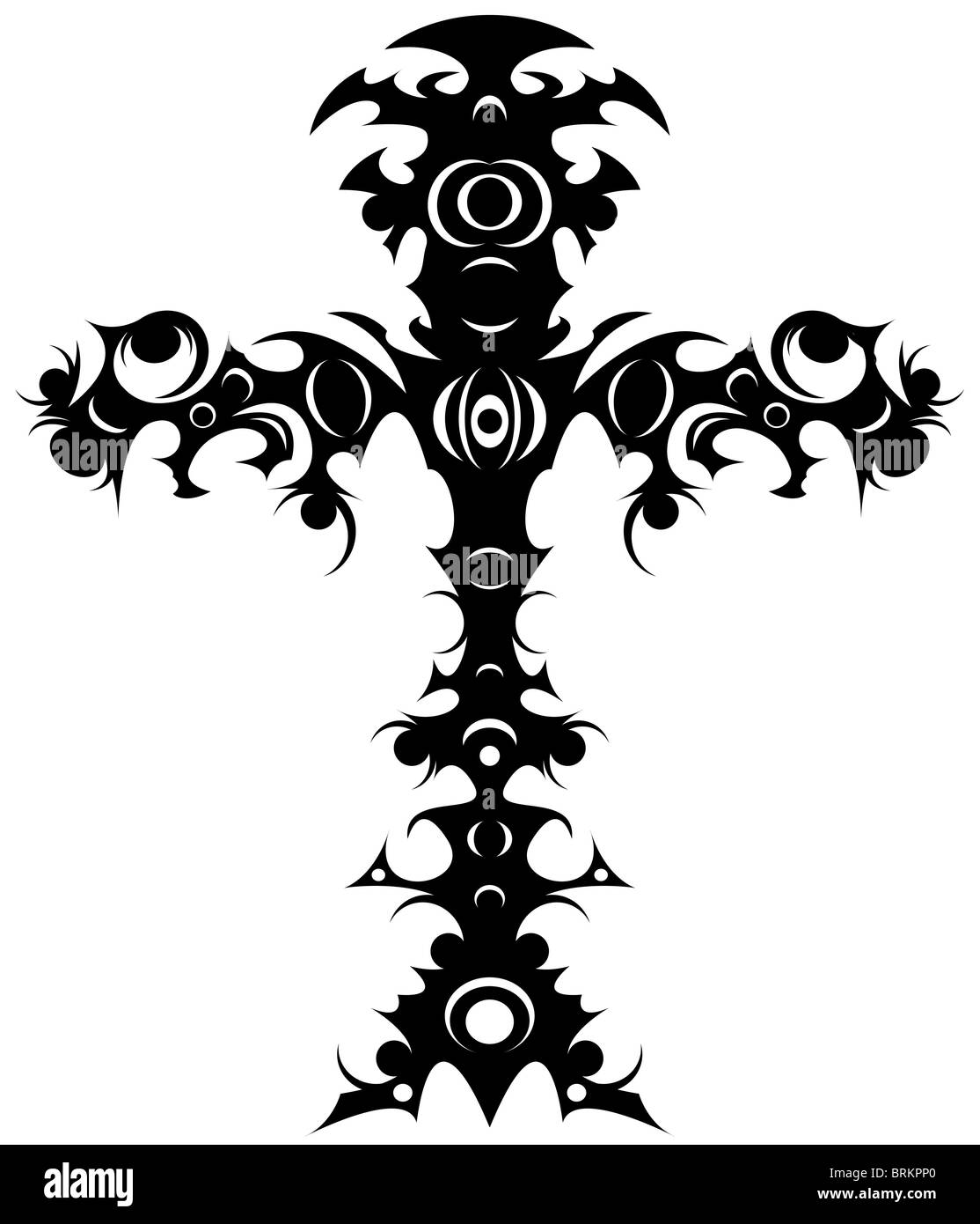 Illustration of an ornate tribal cross tattoo Stock Photo