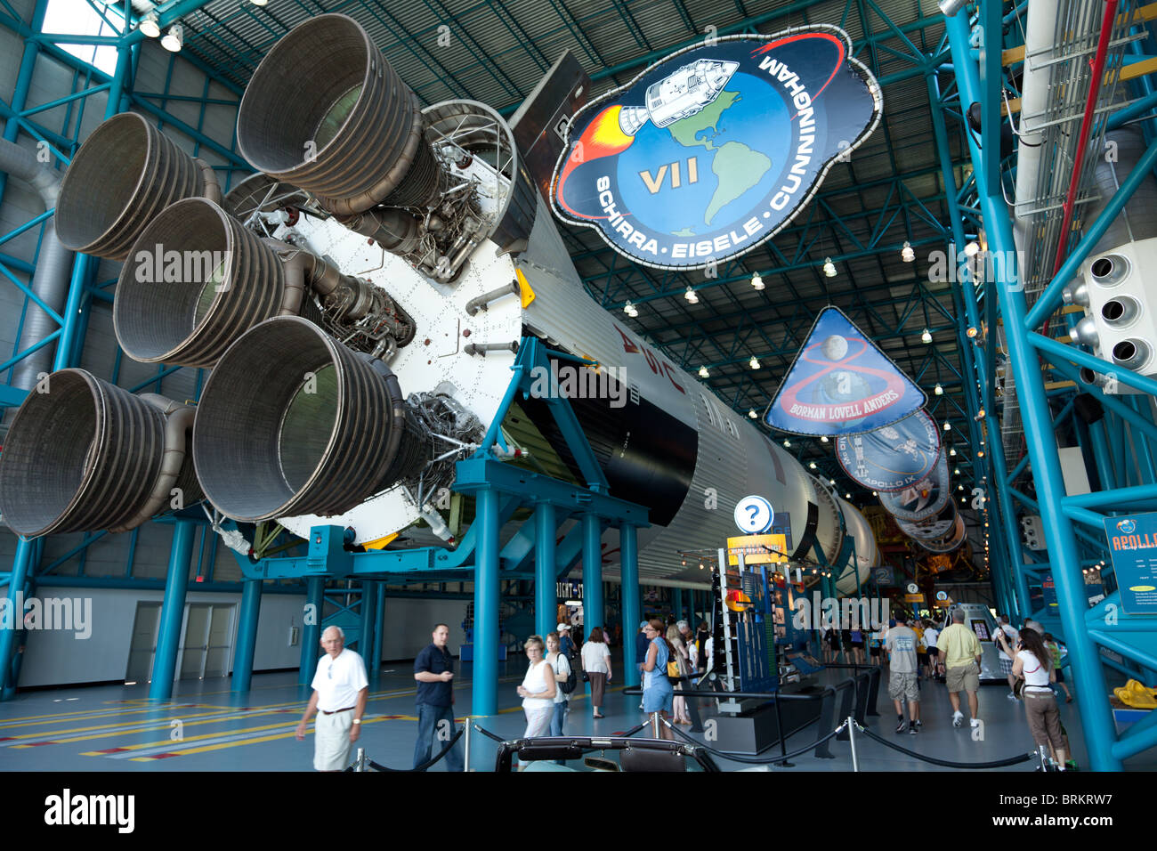 The Saturn V moon rocket in the Kennedy Space Centre,Orlando, Florida. Stock Photo