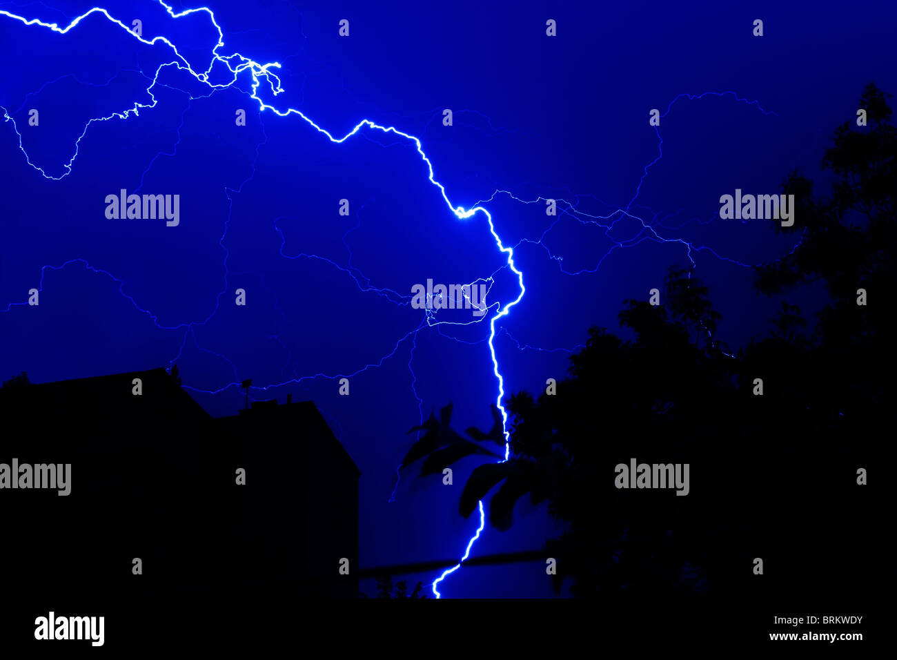 forked lightning at night Stock Photo Alamy