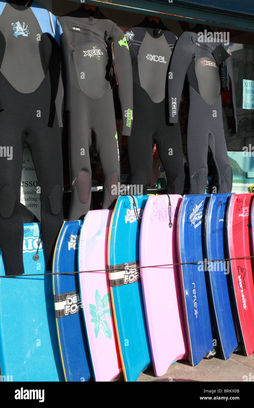 Surfboards and wetsuits, Cornwall Stock Photo Alamy