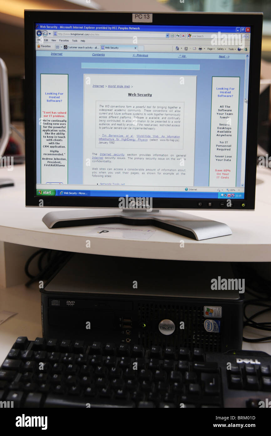 Desktop PC featuring internet based article on web security Stock Photo ...