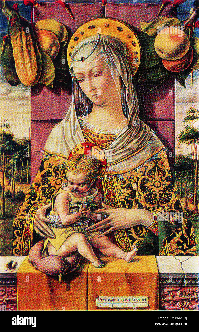 Carlo Crivelli -  Madonna and Child. 1480-s. Stock Photo