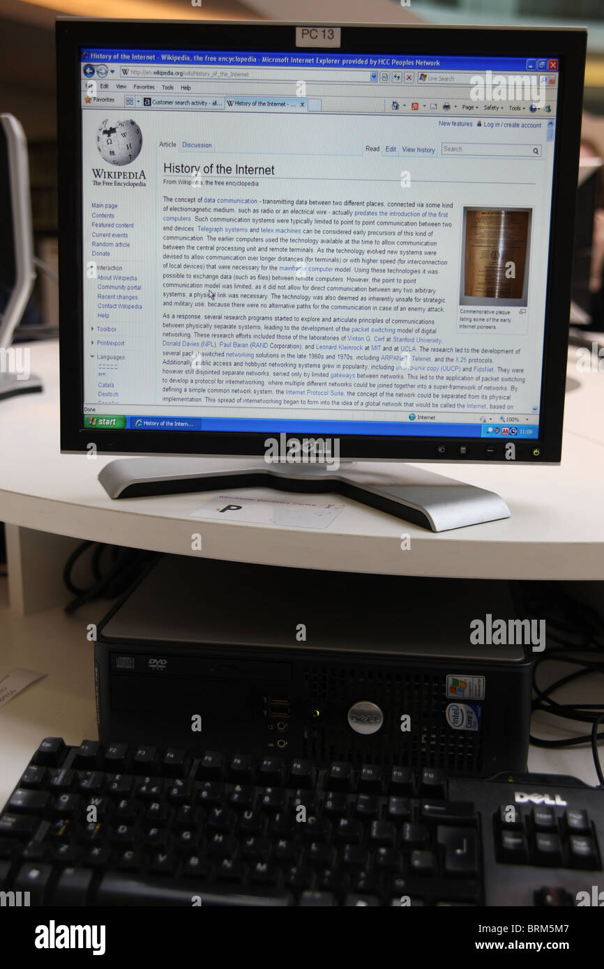 Wikipedia description of the 'History of the Internet' shown on desktop PC  Stock Photo - Alamy