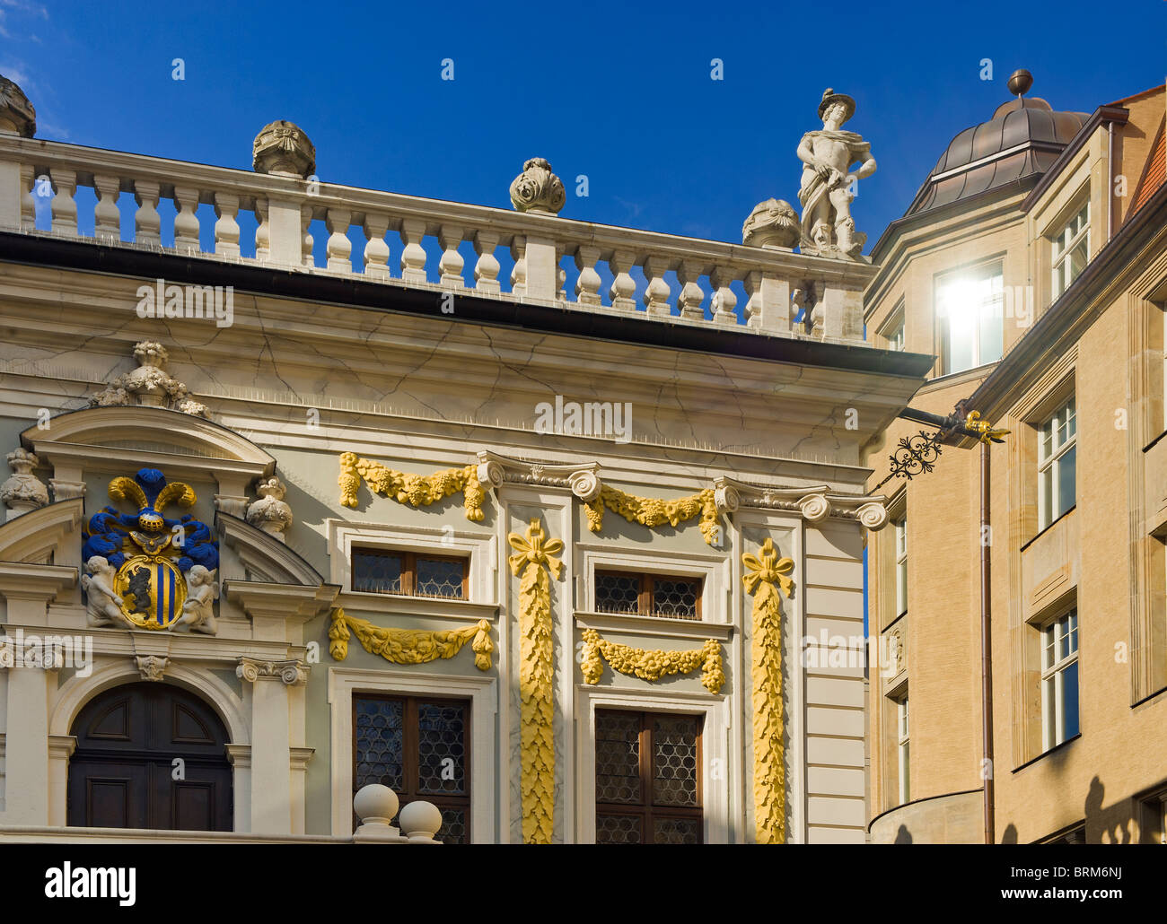 leipzig germany The old stock exchange building die alte Börse trade trading market house building blue sky bright light rich Stock Photo